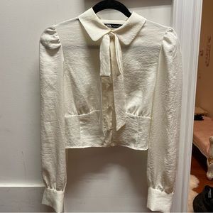 Zara cropped collared blouse